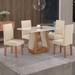 Mesa de Jantar 4 Lugares Benet Mel/Off White/Veludo Pastel - Viero Móveis