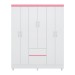 Guarda-Roupa Casal Flash Ii 6 Portas 2 Gavetas Flex Branco/Rosa/Branco - Demóbile