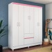 Guarda-Roupa Casal Flash Ii 6 Portas 2 Gavetas Flex Branco/Rosa/Branco - Demóbile