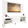 Rack com Painel para TV Até 60 Polegadas Milão 1 Porta 2 Prateleiras Branco - Pm