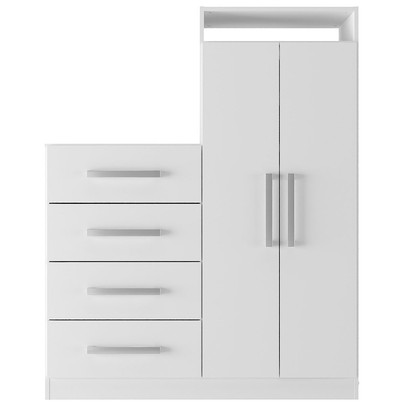 Cômoda Paris 2 Portas 4 Gavetas Branco - Pm