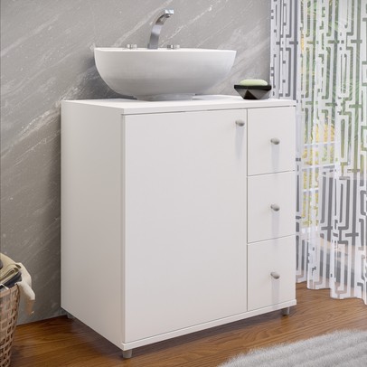 Armário de Banheiro Ibiza 1 Porta 3 Gavetas Branco - Panorama Móveis