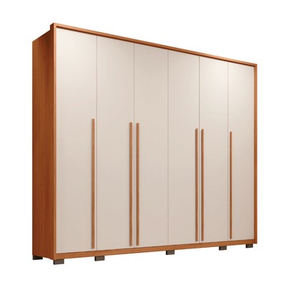 Guarda-Roupa Casal Milanus 6 Portas 6 Gavetas Freijo/Off White - Caemmun
