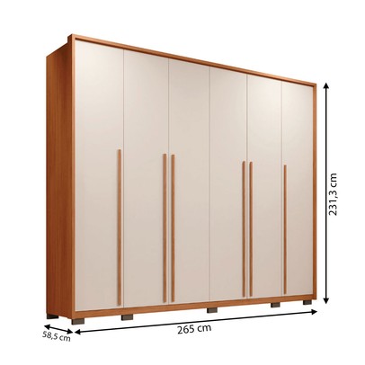 Guarda-Roupa Casal Milanus 6 Portas 6 Gavetas Freijo/Off White - Caemmun