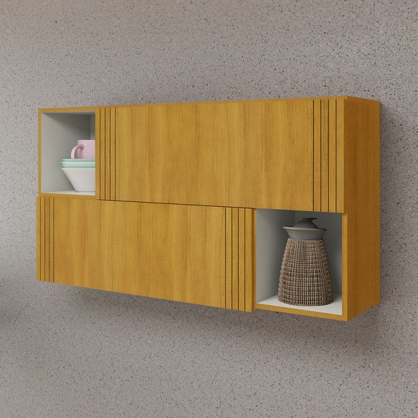 Armário Aéreo Cozinha 120 Cm Anne 2 Portas Cinamomo/Branco Acetinado - Chf Móveis