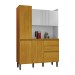 Cozinha Compacta Lucca 6 Portas 2 Gavetas Cinamomo/Branco Acetinado - Chf Móveis