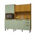 Cozinha Compacta Jean 10 Portas 2 Gavetas Cinamomo/Verde Menta - Chf Móveis