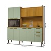 Cozinha Compacta Jean 10 Portas 2 Gavetas Cinamomo/Verde Menta - Chf Móveis