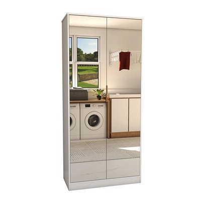 Armário Multiuso Plaza 2 Portas com Espelho 1 Gaveta Branco - Panorama Móveis