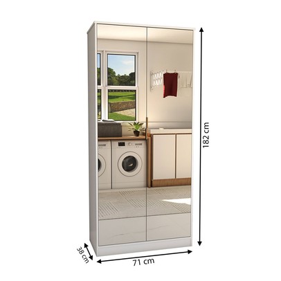 Armário Multiuso Plaza 2 Portas com Espelho 1 Gaveta Branco - Panorama Móveis