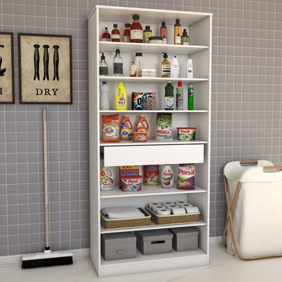 Armário Multiuso Plaza 2 Portas com Espelho 1 Gaveta Branco - Panorama Móveis