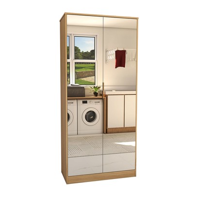 Armário Multiuso Plaza 2 Portas com Espelho 1 Gaveta Amêndola Touch - Panorama Móveis