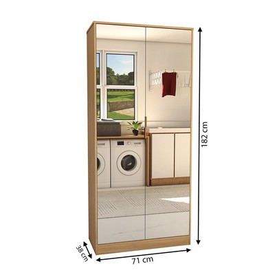 Armário Multiuso Plaza 2 Portas com Espelho 1 Gaveta Amêndola Touch - Panorama Móveis