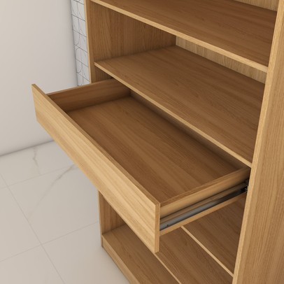 Armário Multiuso Plaza 2 Portas com Espelho 1 Gaveta Amêndola Touch - Panorama Móveis