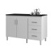 Balcão de Cozinha Canadense 2 Portas 3 Gavetas Branco/Preto - J&a Móveis