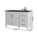 Balcão de Cozinha Canadense 2 Portas 3 Gavetas Branco/Preto - J&a Móveis