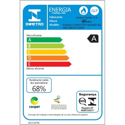 Cooktop 4 Bocas com Vidro Preto - Fischer