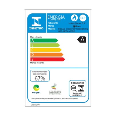 Cooktop 5 Bocas com Vidro Preto - Fischer