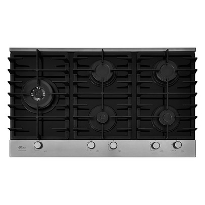 Cooktop 5 Bocas Platinium G Ii A Gás com Vidro Preto - Fischer