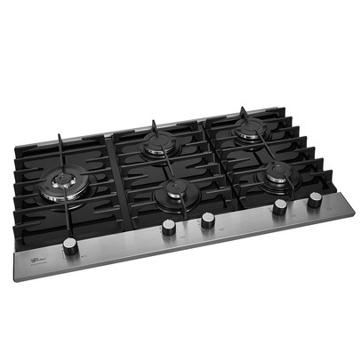 Cooktop 5 Bocas Platinium G Ii A Gás com Vidro Preto - Fischer