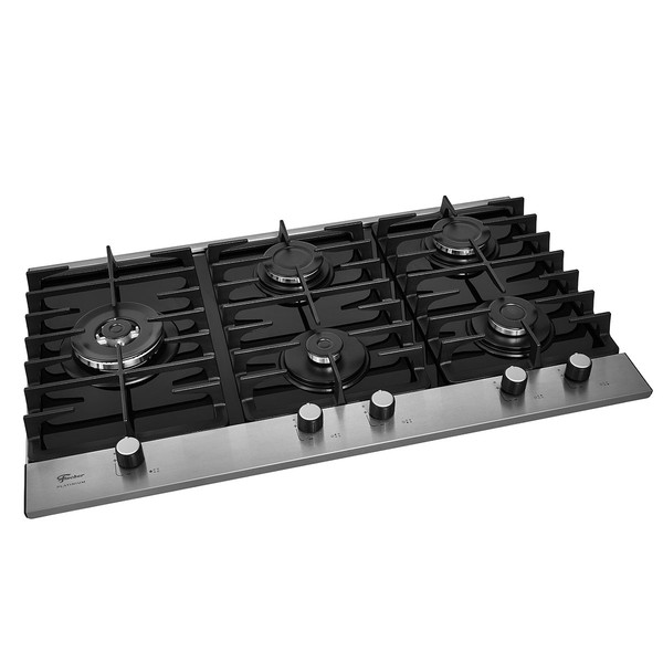 Cooktop 5 Bocas Platinium G Ii A Gás com Vidro Preto - Fischer