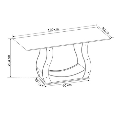 Mesa de Jantar 6 Lugares Brusque com Vidro Imbuia/Off White/Veludo Pastel - Viero Móveis