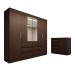Quarto Completo Casal Honey 5 Portas 10 Gavetas com Espelho ébano - Panorama Móveis