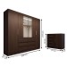 Quarto Completo Casal Honey 5 Portas 10 Gavetas com Espelho ébano - Panorama Móveis