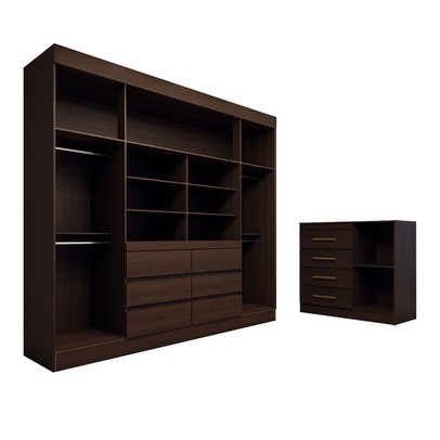 Quarto Completo Casal Honey 5 Portas 10 Gavetas com Espelho ébano - Panorama Móveis