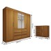 Quarto Completo Casal Honey 5 Portas 10 Gavetas com Espelho Freijó - Panorama Móveis