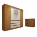 Quarto Completo Casal Honey 5 Portas 10 Gavetas com Espelho Cinamomo/Off White - Panorama Móveis