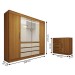 Quarto Completo Casal Honey 5 Portas 10 Gavetas com Espelho Cinamomo/Off White - Panorama Móveis