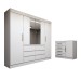 Quarto Completo Casal Honey 5 Portas 10 Gavetas com Espelho Branco - Panorama Móveis