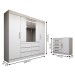 Quarto Completo Casal Honey 5 Portas 10 Gavetas com Espelho Branco - Panorama Móveis