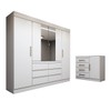 Guarda-Roupa Casal Honey 4 Portas 6 Gavetas e Cômoda 1 Porta 4 Gavetas Espelho Branco - Panorama Móveis