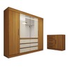 Guarda-Roupa Casal Honey 4 Portas 6 Gavetas e Cômoda 1 Porta 4 Gavetas Espelho Cinamomo/Off White - Panorama Móveis