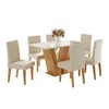Mesa de Jantar 6 Lugares Franca com Vidro Mel/Off White/Veludo Pastel - Viero Móveis
