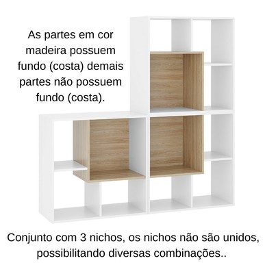 Nicho Organizador Sonho 12 Prateleiras Branco/Aveiro - Movelbras