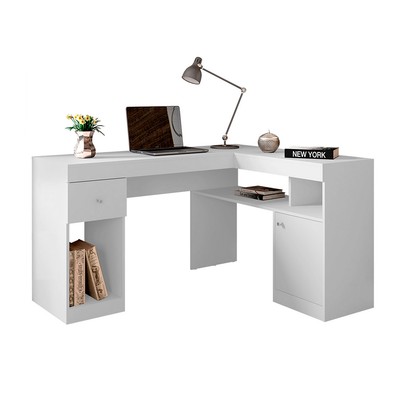 Mesa para Escritório Nilo 1 Porta 1 Gaveta Branco - Caemmun