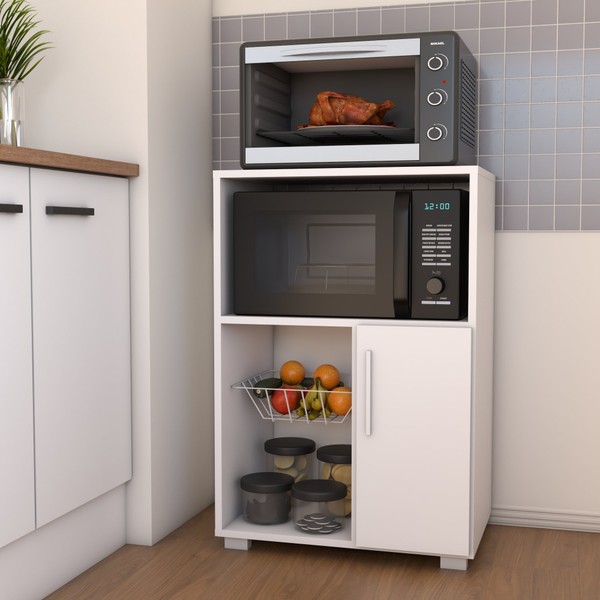 Armário de Cozinha 1 Porta Fruteira com Cesto Branco - Panorama Móveis