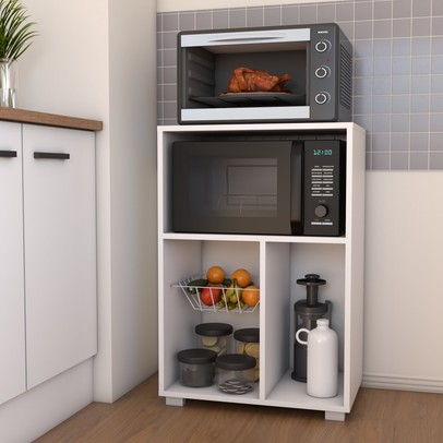 Armário de Cozinha 1 Porta Fruteira com Cesto Branco - Panorama Móveis