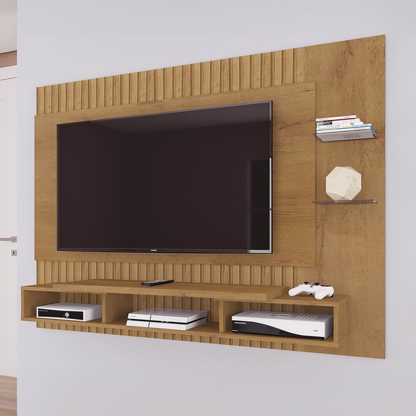 Painel para TV Até 55 Polegadas Moscou Ripado 2 Prateleiras Canelato Rustico -  Atualle Móveis