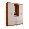 Guarda-Roupa Solteiro Capelinha Clapton 4 Portas 3 Gavetas com Espelho Freijo/Off White - Caemmun