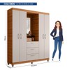 Guarda-Roupa Solteiro Capelinha Clapton 4 Portas 3 Gavetas com Espelho Freijo/Off White - Caemmun