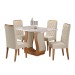 Mesa de Jantar 4 Lugares Los Angeles com Vidro Mel/Off White/Veludo Pastel - Panorama Móveis