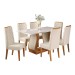 Mesa de Jantar 6 Lugares Los Angeles com Vidro Mel/Off White/Veludo Pastel - Panorama Móveis