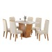 Mesa de Jantar 6 Lugares Califórnia com Vidro Mel/Off White/Veludo Pastel - Panorama Móveis