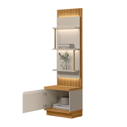 Estante para Livros São Paulo 1 Porta 3 Prateleiras Ripado Tauari/Off White Fosco - Linea Brasil