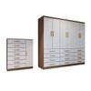 Guarda-Roupa Casal Catedral 6 Portas 12 Gavetas e Cômoda 1 Porta 7 Gavetas Branco/Demolição - Panorama Móveis