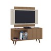Rack com Painel Málaga para TV Até 50 Polegadas Ripado 1 Porta Flex Canelato/Natura/Off White - Atualle Móveis